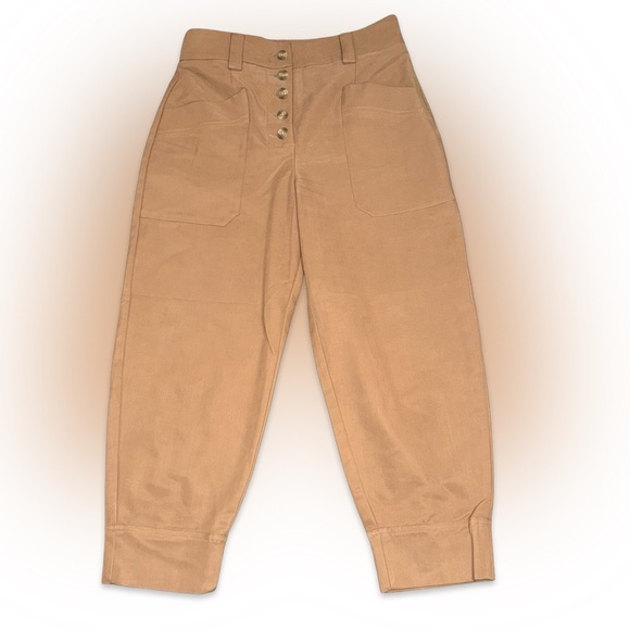 Express Tan High-Waisted Button-Up Pants - Picture 6 of 7